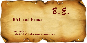 Bálind Emma névjegykártya